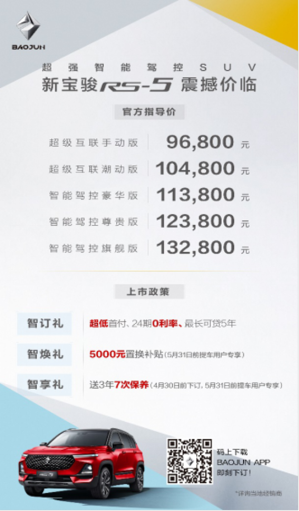 【区域上市新闻稿】新宝骏RS-5广州上市 全系网联售价9.68-13.28万元-20190420201
